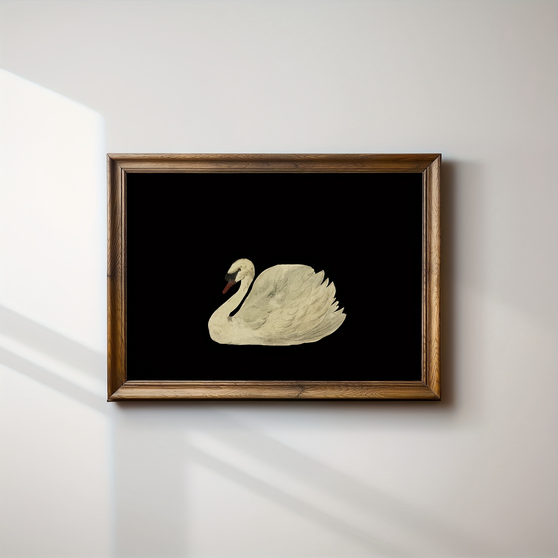 TEMU 1pc Frameless Canvas Art Print - Vintage Wall Decor, Nature Scene With Detailed Swan & , Living Room, Bedroom, Kitchen, Or Hallway, Decor Gift,