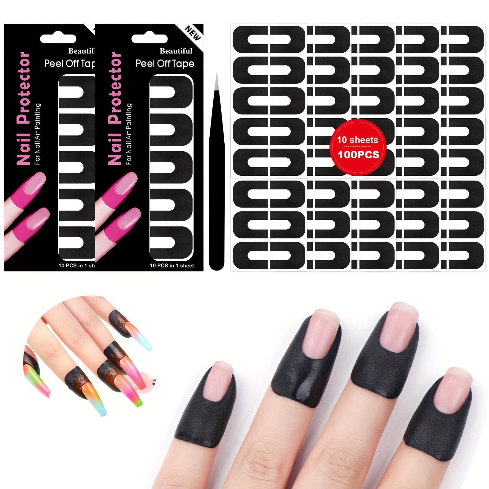 

Saviland 100pcs Nail Polish Protector : 99.99%+ U V Fingers Protection Cuticle Protector Tape Nail Painting U-shaped Nail Guide Stickers Peel Off For French Tip Nail Stamp Airbrush Paint Nail Art