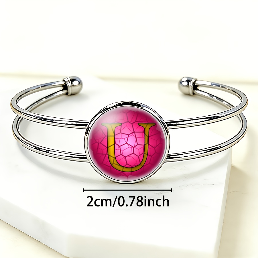Women's Adjustable Open Bangle with Round Time Gemstone Inlay