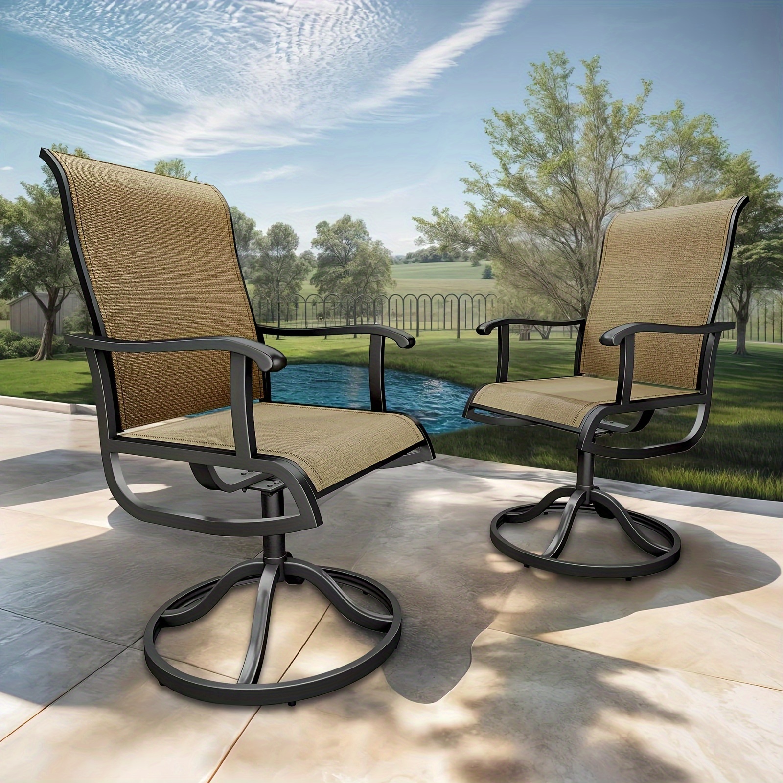 

Dwvo 2pcs Outdoor Swivel Dining Rocking Chairs High Back Weatherproof Ergonomic Seat