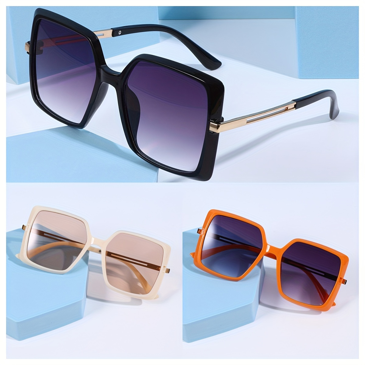 

Oversized Square For Women Luxury Gradient Fashion Anti Glare Sun Shades For Vacation Beach Party