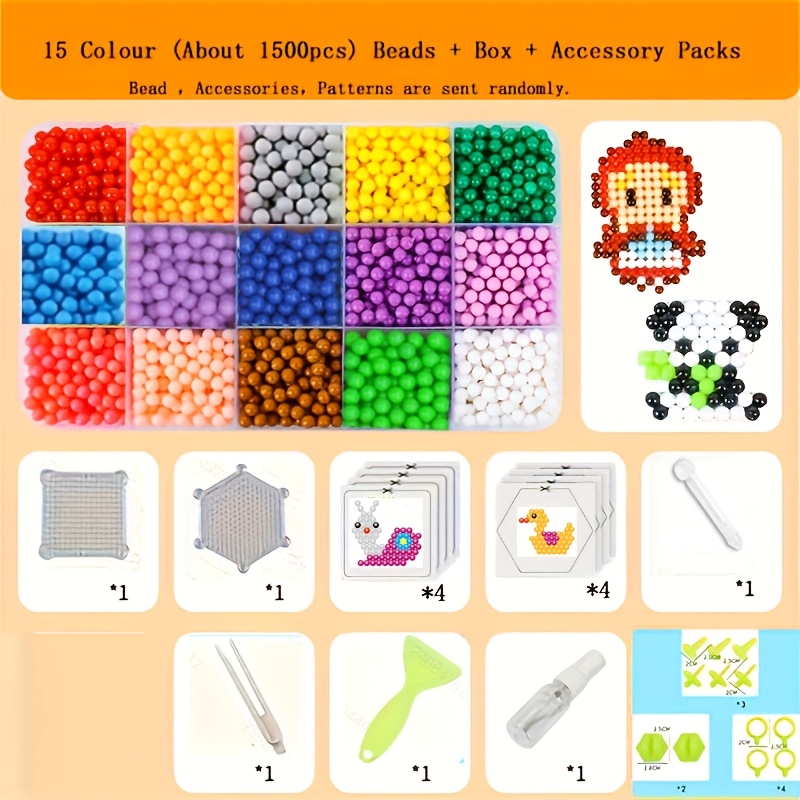 Image of 1500pcs 5mm Magic Beading Kits, Water Beads Jewelry Kit Used To Create Shapes Of Patterns And Models, A For Birthday Gifts Random Color
