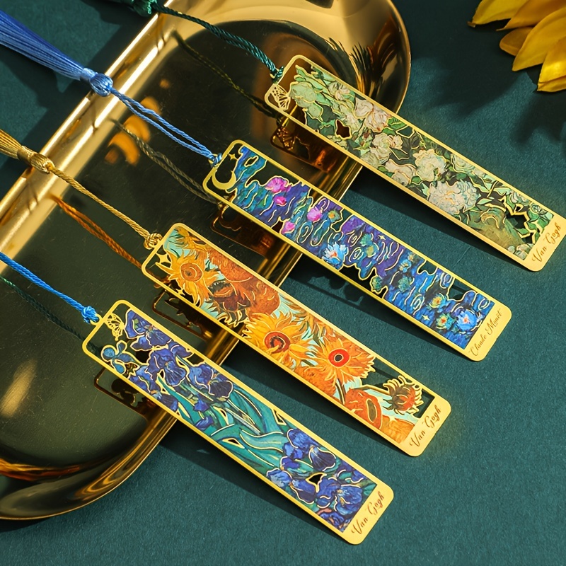 

4pcs Set Vintage Floral Metal Bookmarks With Tassels - Elegant Hollow Bronzing Design, Perfect Gift For , , Teachers & Students, Stationery Gifts, Birthday Festival, Bookmark