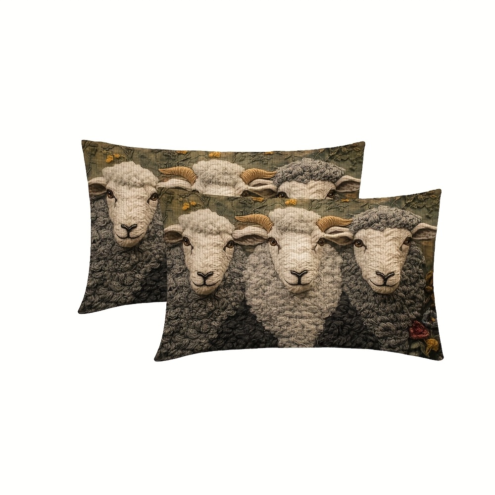 

2pcs, Sheep Easter Fine-wooled British Short Plush Pillow Covers, 20 X 12 Inch, No Pillow . Lqyy241201059