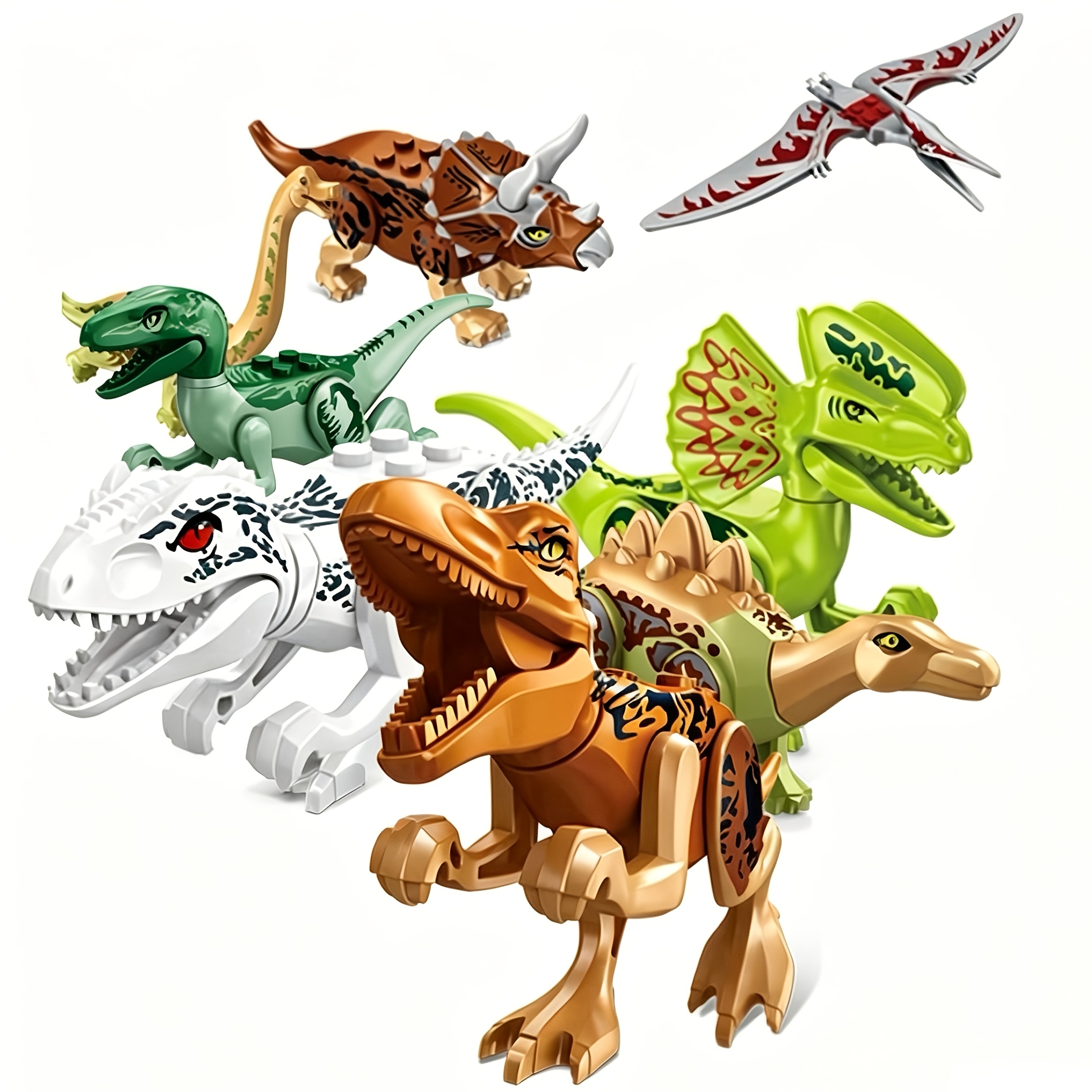 8pcs Dinosaur World Building Blocks Set with Action Characters