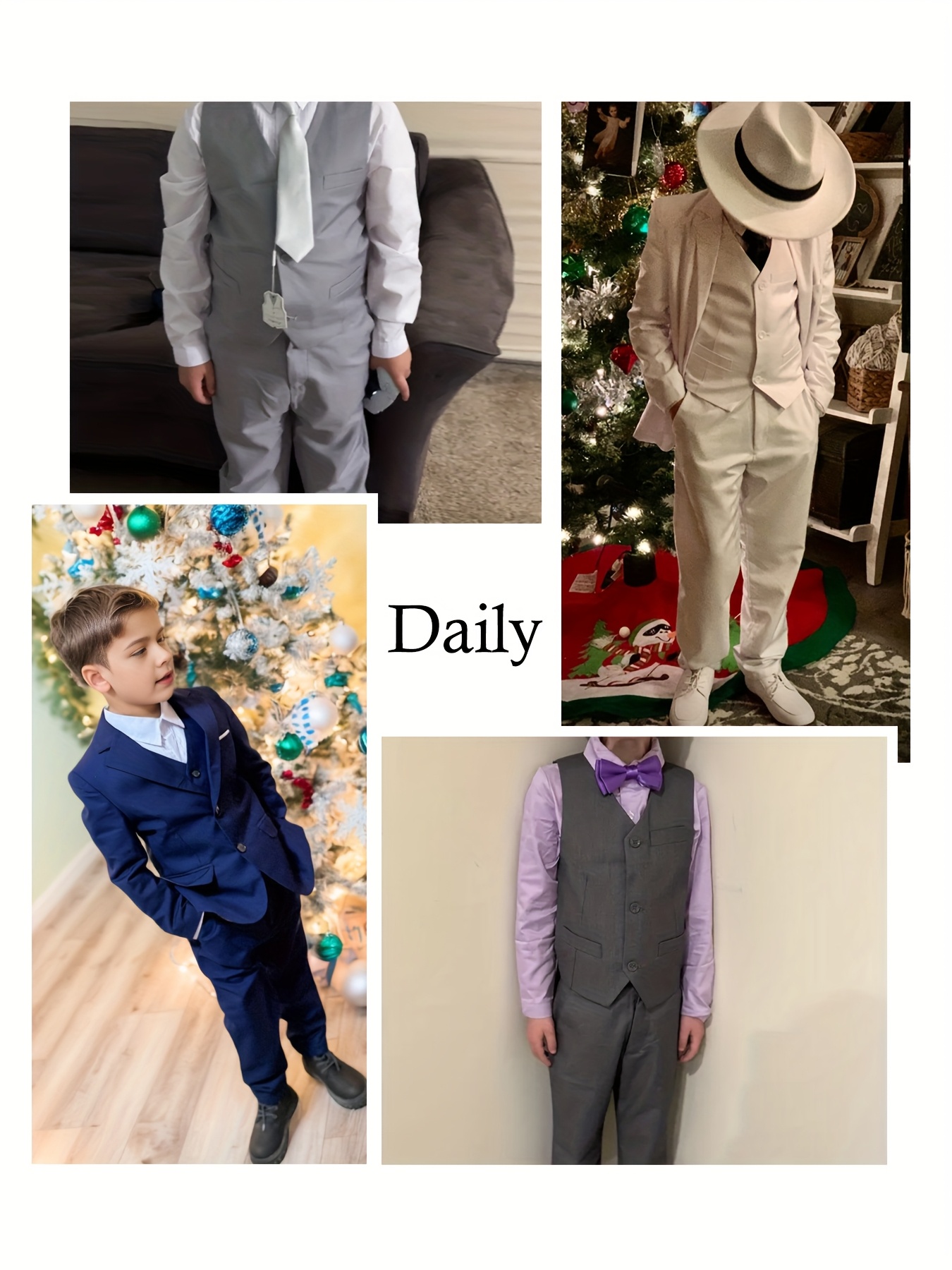 男童西装5件套派对宴会毕业假日休闲度假学校生日婚礼礼物青少年正式礼服燕尾服儿童秋季服装圣诞用品夹克西装外套马甲裤衬衫- Temu, image size:800x1067