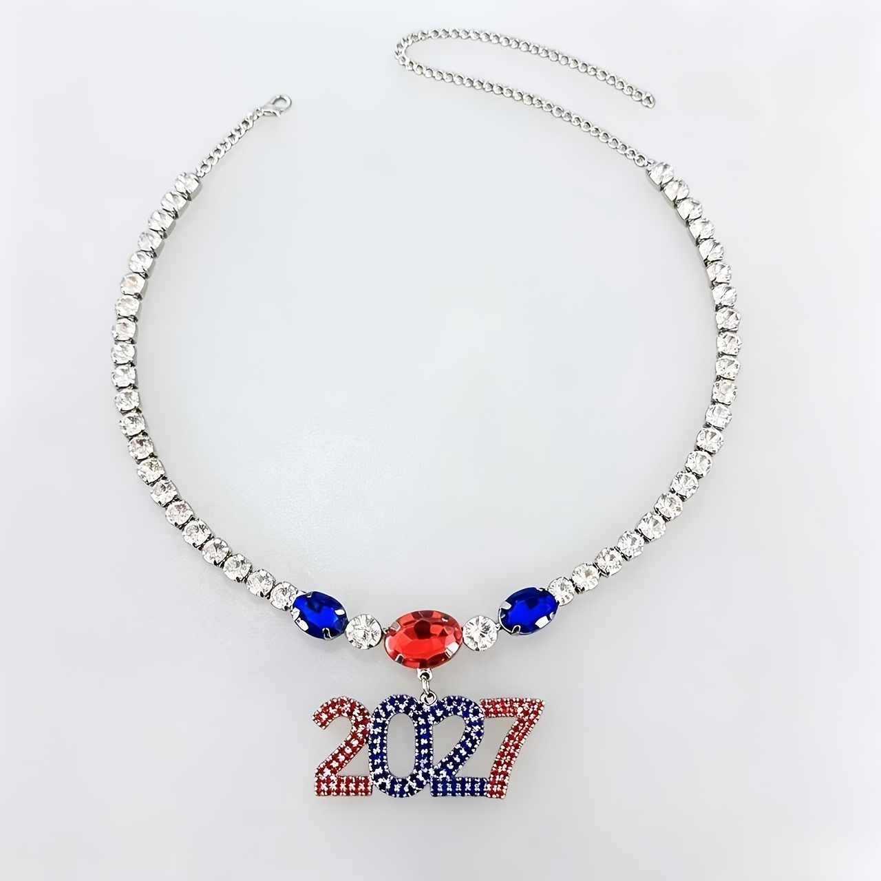 TEMU collar de gargantilla de colgante de número del Día de la de Estados Unidos 2027, con pedrería, regalo de festiva