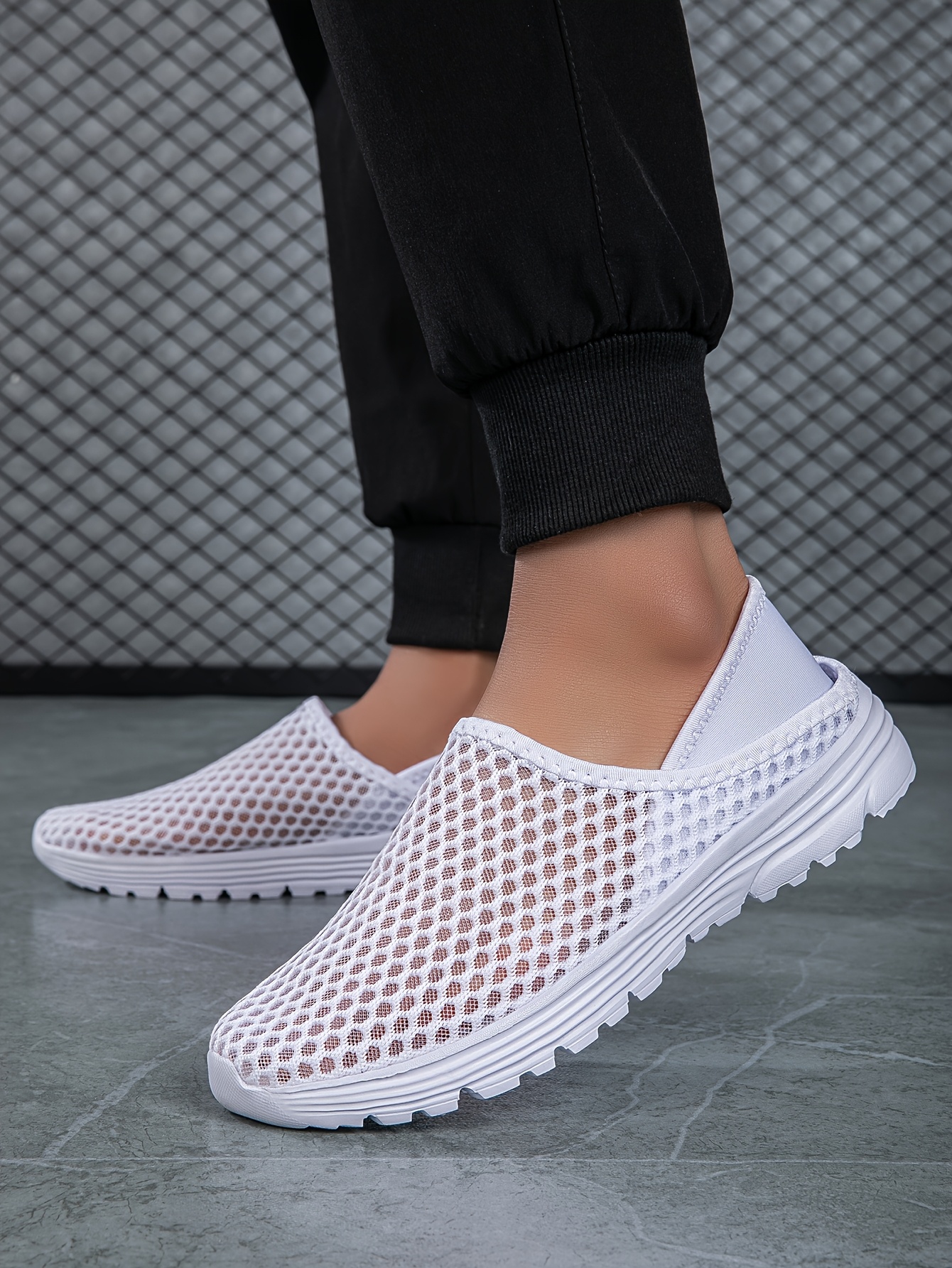 Men's Lightweight Breathable Mesh Slip-On Sneakers - Quick Dry, Comfortable Casual Shoes for Outdoor, Camping & Casual Attire, Light Blue