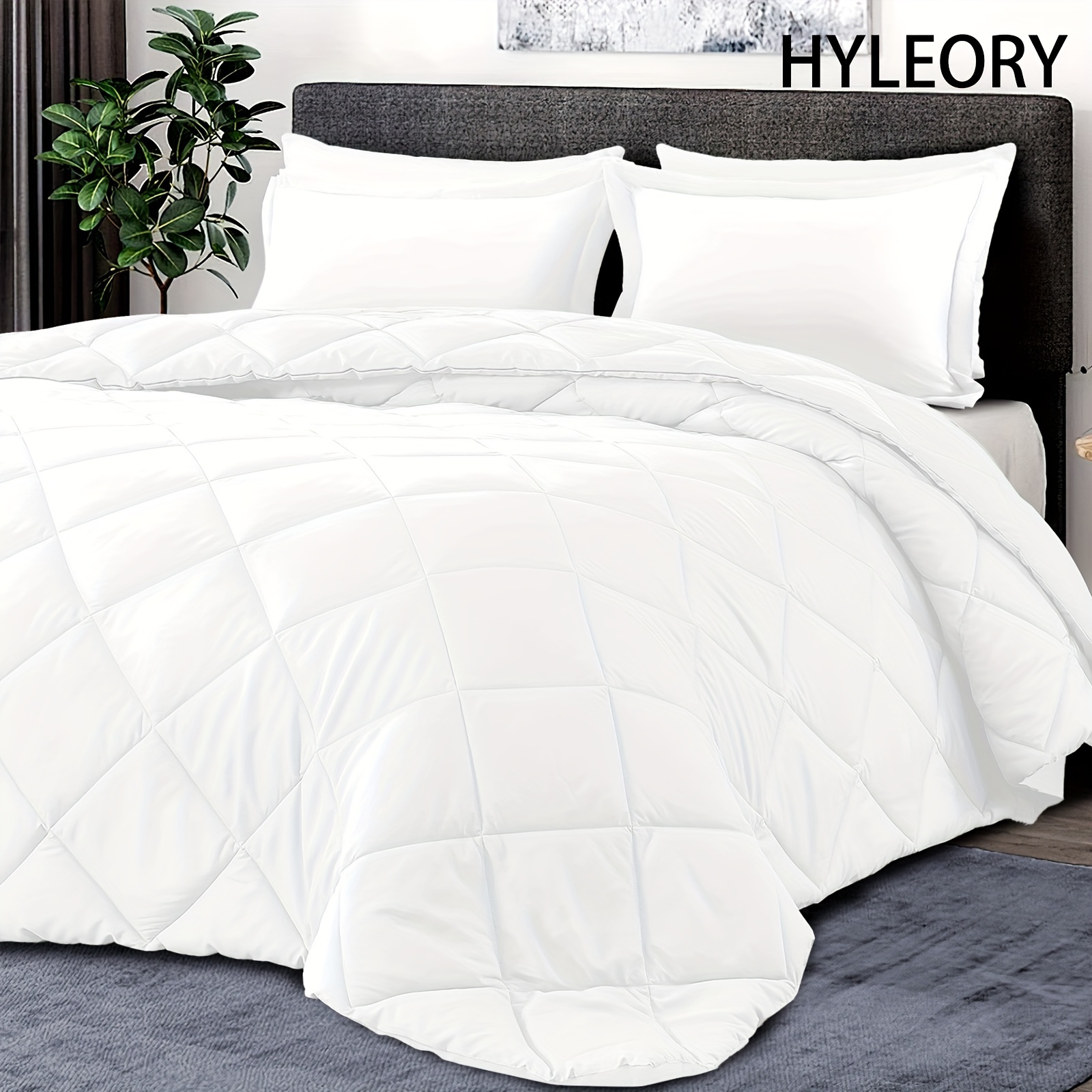 

310gsm Comforter Set With Pillow Shams - Down Alternative Bed Comforters Bedding Sets For All Season - Lightweight - Machine Washable - White