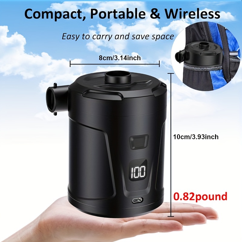 Gonfleur Électrique Rechargeable, Pompe à air Portable avec Lumière LED