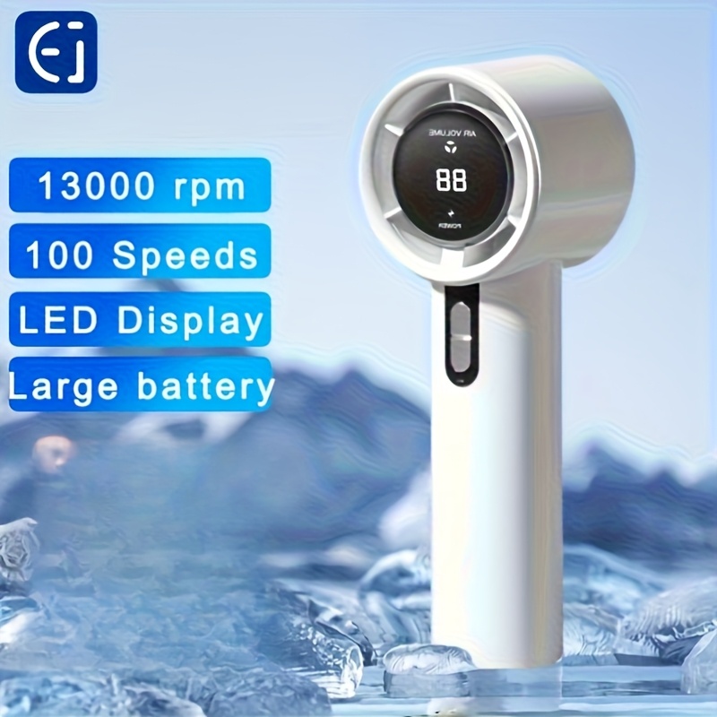1pc Ultra-Portable 13000rpm Handheld Cooling Fan - 100-Speed Adjustable, 20?C Cooling, USB Rechargeable with Long Battery Life, 36V Safe Operation for Home, Office, Travel, Portable Fan, Sleek Design, Durable Construction