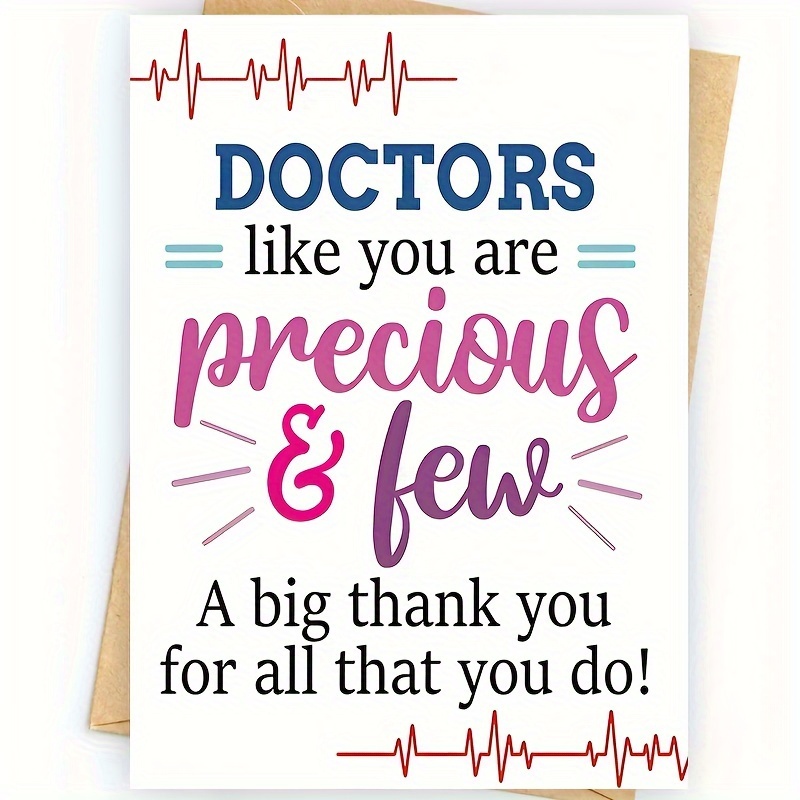 

1pc Gratitude Appreciation Greeting For Doctors & Nurses, Perfect Thank You Gift For Medical Staff, Doctor's Day Present With Envelope