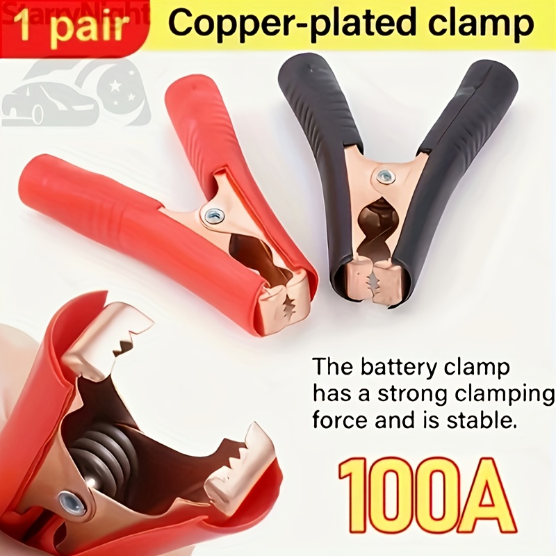 TEMU 2 Piezas de Abrazaderas Metálicas Resistentes - y , Abrazaderas Duraderas con para Cable de Hierro, Clips Auxiliares para Carga de Batería de