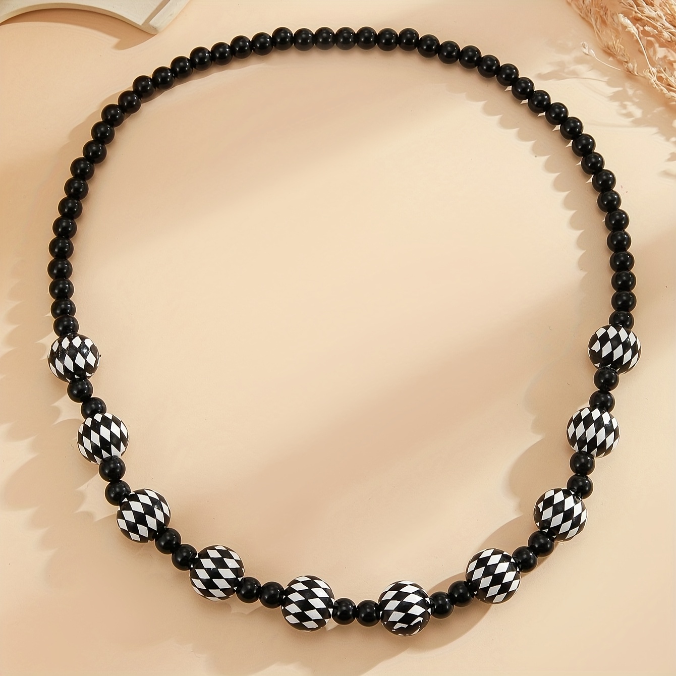 Y2K Hip Hop Beaded Necklace & Rhombus Chain