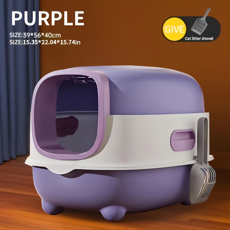 TEMU Extra-large Easy- Litter Box With A Durable Shovel - Features , , A Rectangular Design, And Is Indoor Cats.