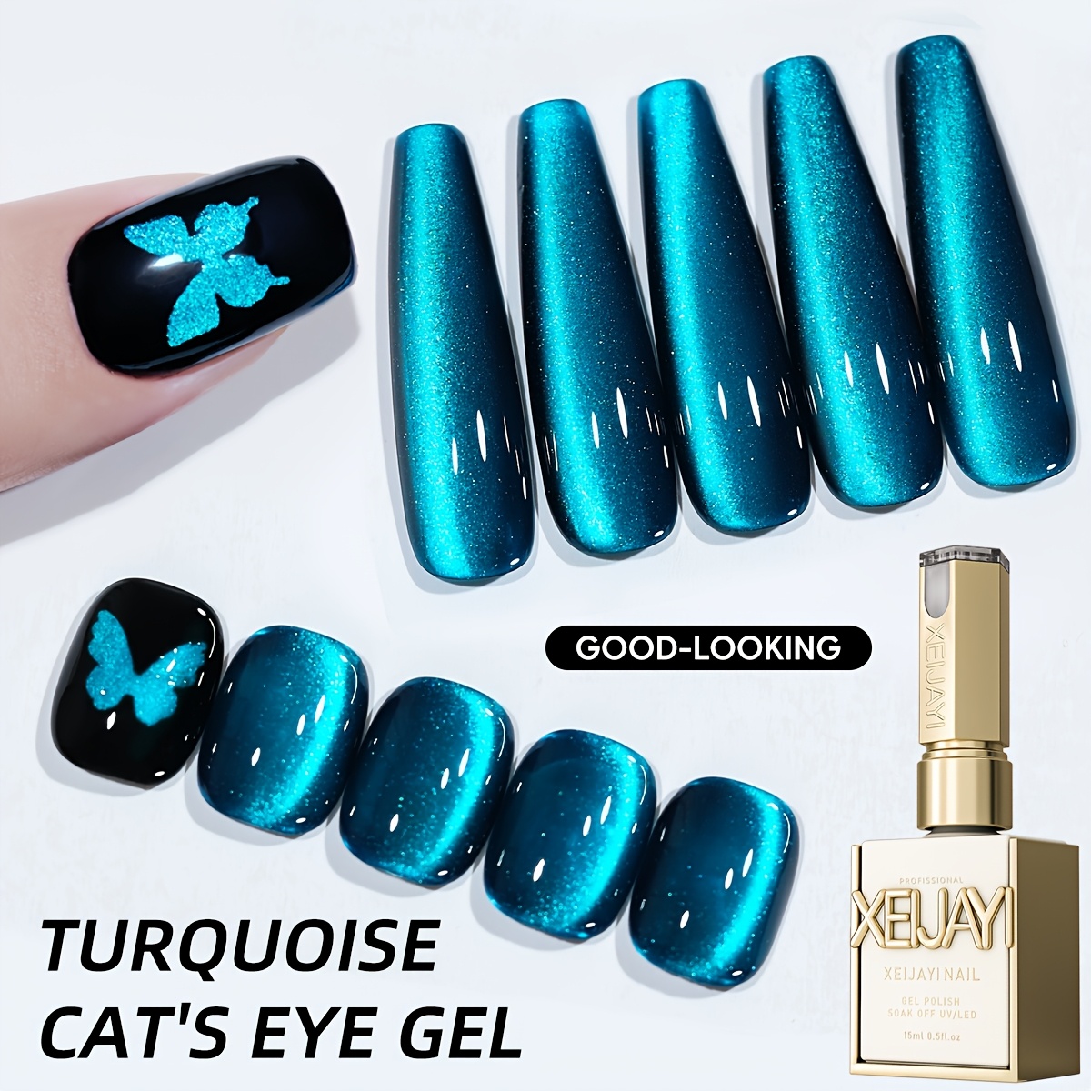 Image of Eye Nails Holographic Nail 15ml Reflective Magnetic Gel Soaking Led Gel Salon Female Nail Art Tools