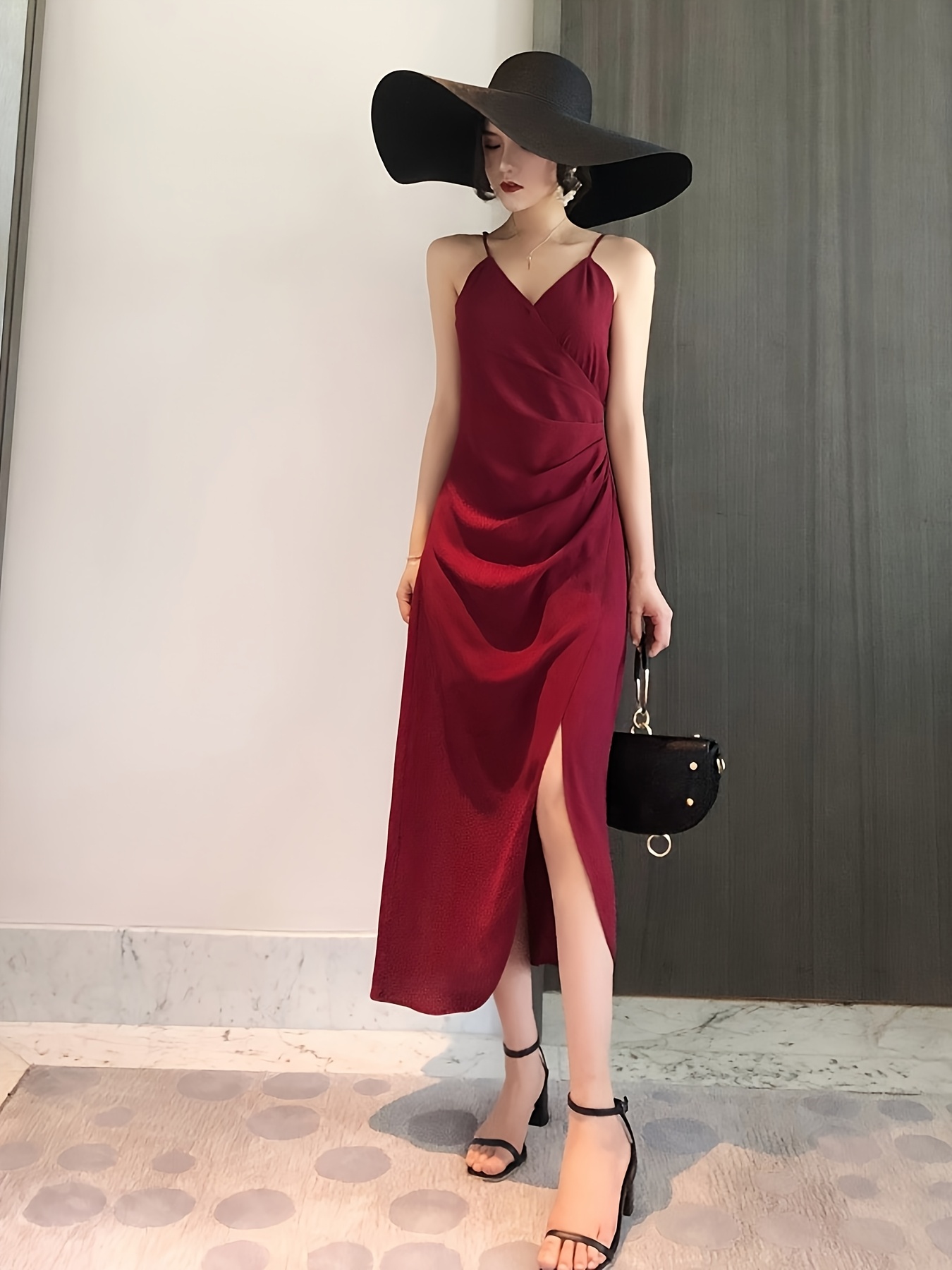 party vacation red dress short sleeve v neck - Temu Bahrain