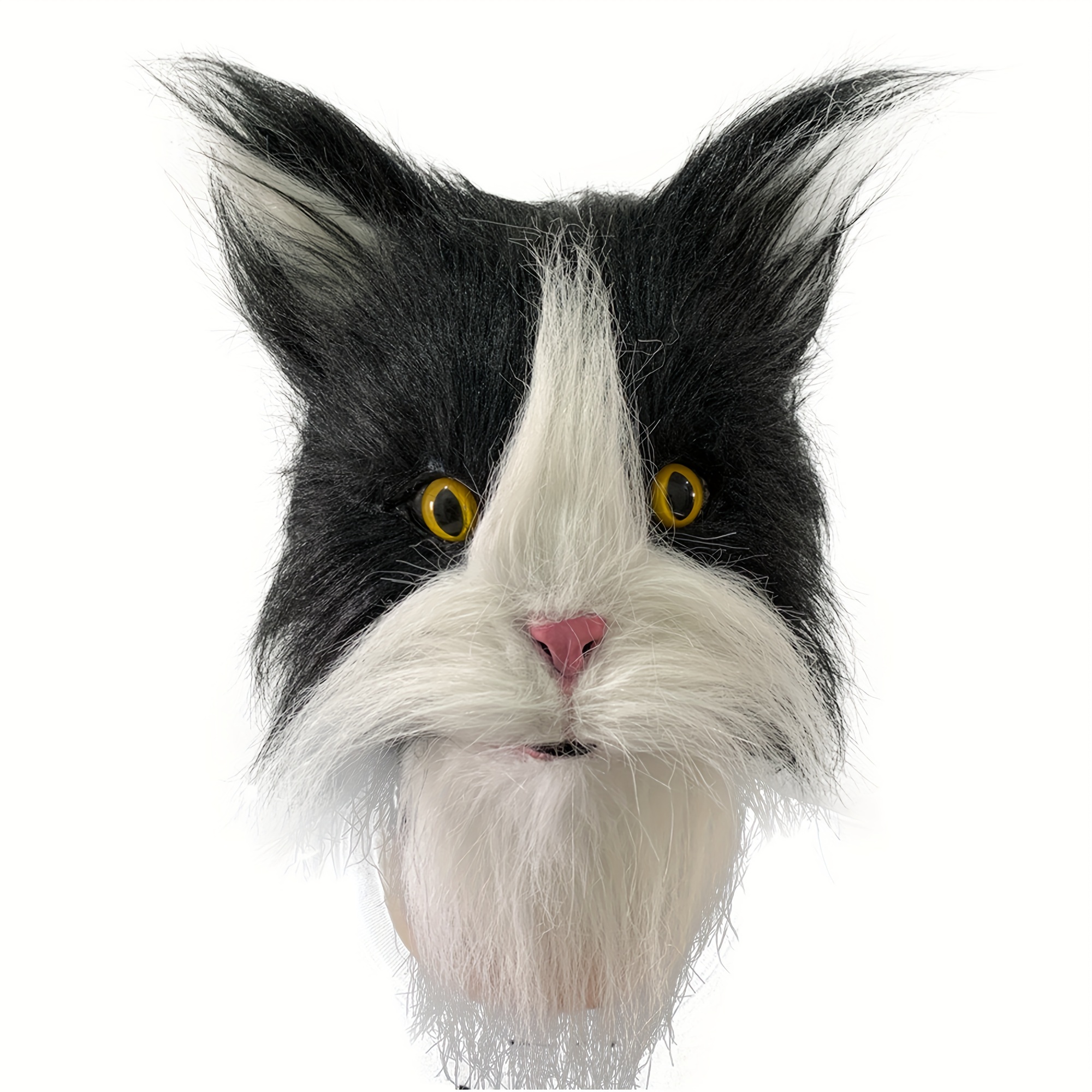 

Realistic Black And White Cat Latex Animal Full Head Mask For Halloween Costume, Carnival Accessories, And Cosplay Props