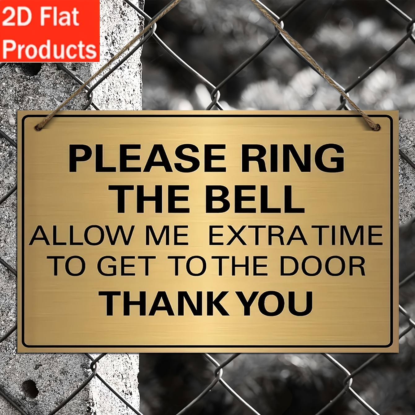 2D Flat, 2D Flat 1pc Decorative Sign and Plaque - Golden Wooden Doorbell Sign "Please Ring the Bell" Wall Hanging, Suitable for Bedroom, Entryway, or Office Decoration, 2D Flat