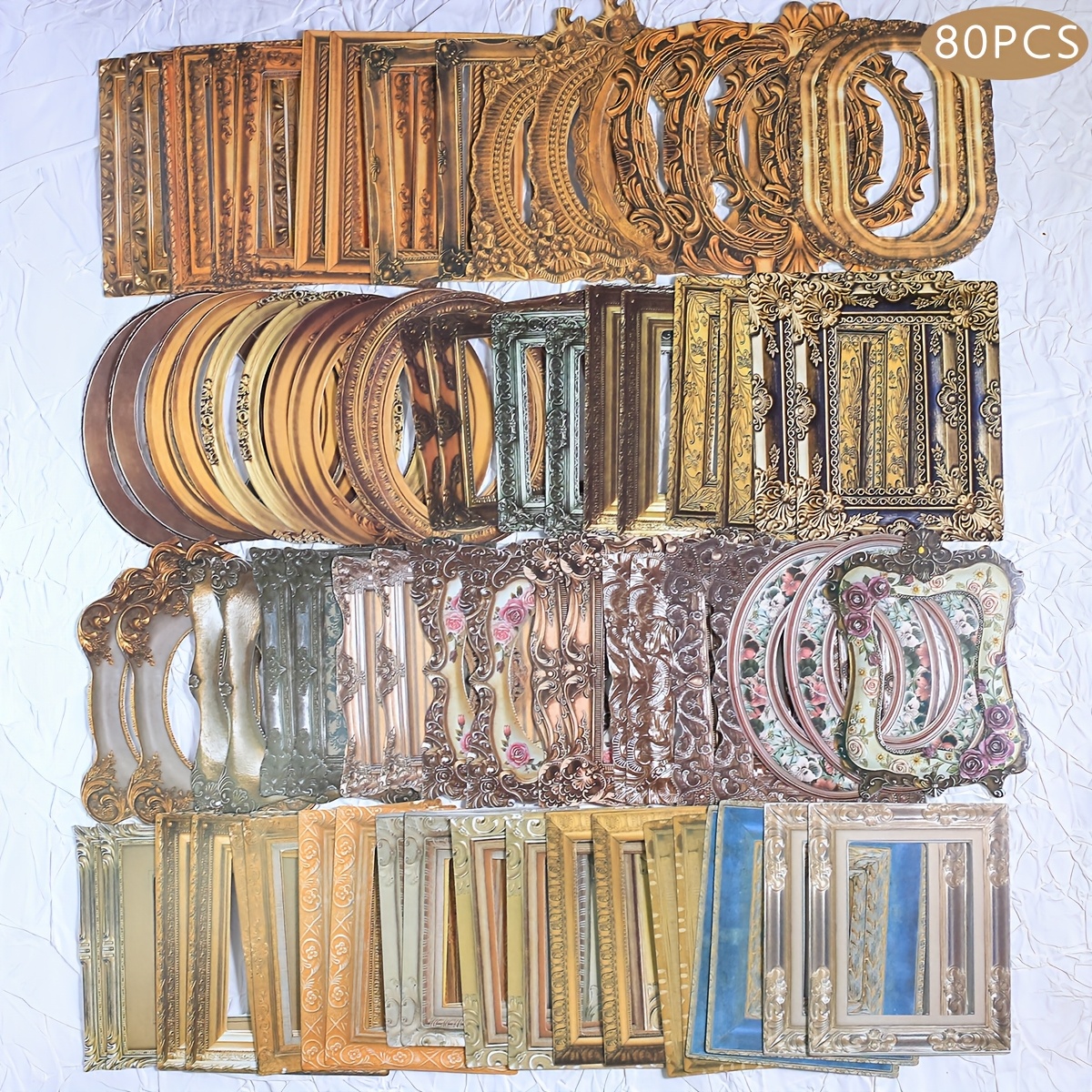 20pcs/80pcs Sticker Pack Vintage Sticker 2d Flat Cutout Frame Decor Sticker Junk Journal Supplies Scrapbooking Collage Materials Planner