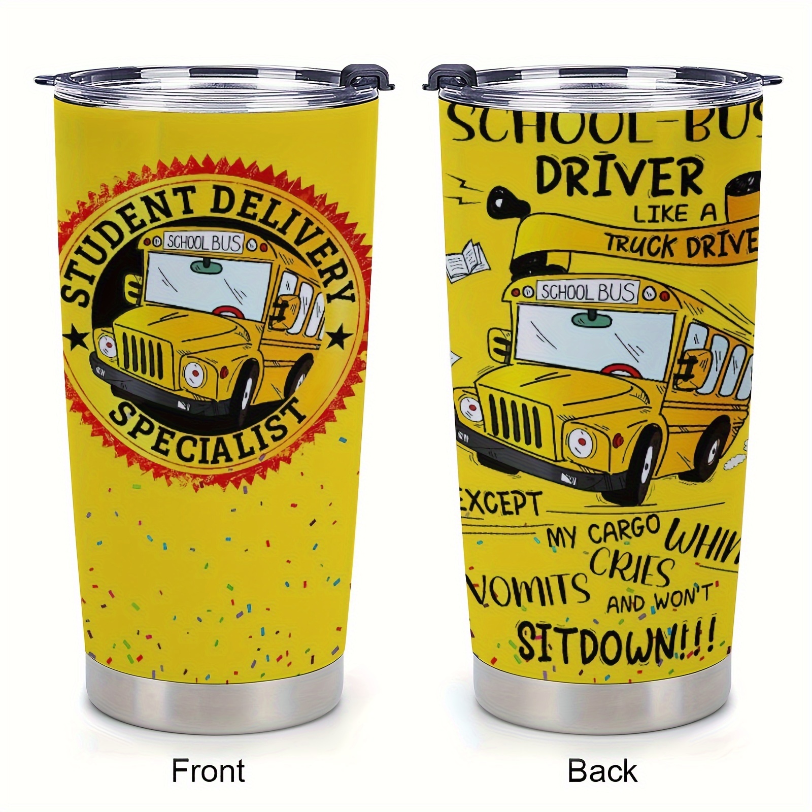 

1pc 20oz Bus Driver Coffee Tumbler, Student Delivery Specialist Cup Insulated With Lid Back To School Gifts Stainless Steel Mug Funny Quotes Novelty Bus Driver Appreciation Gift