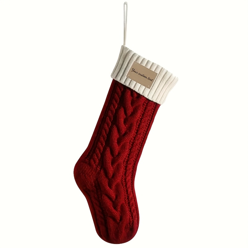 TEMU 2025 Newest Knitted Christmas Stockings, Custom Personalized Holiday Decoration Stockings, Printed With Family Name Text Design, Extra Large