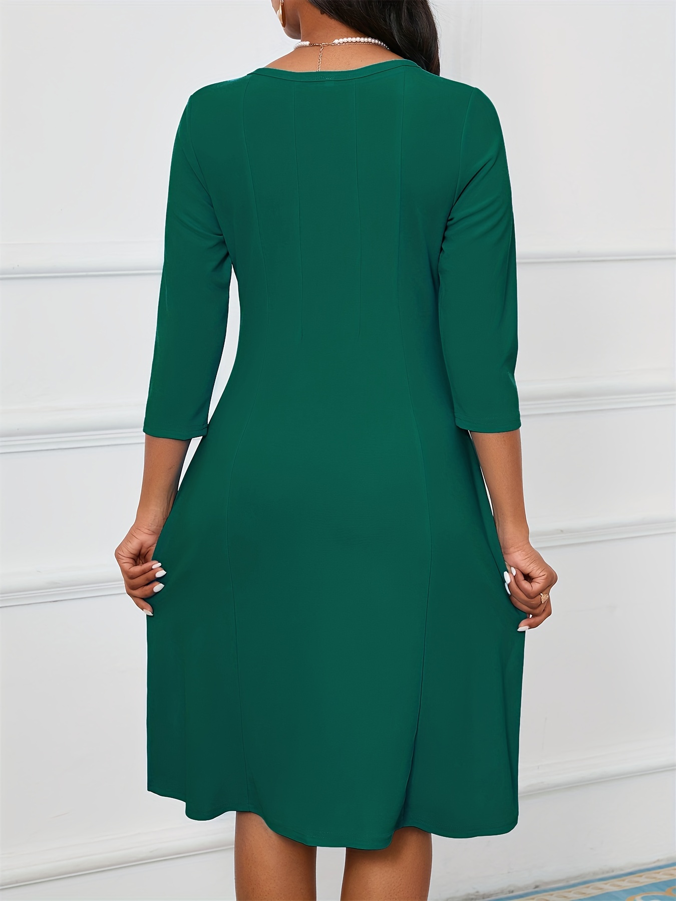 Green 3 4 Sleeve Dress