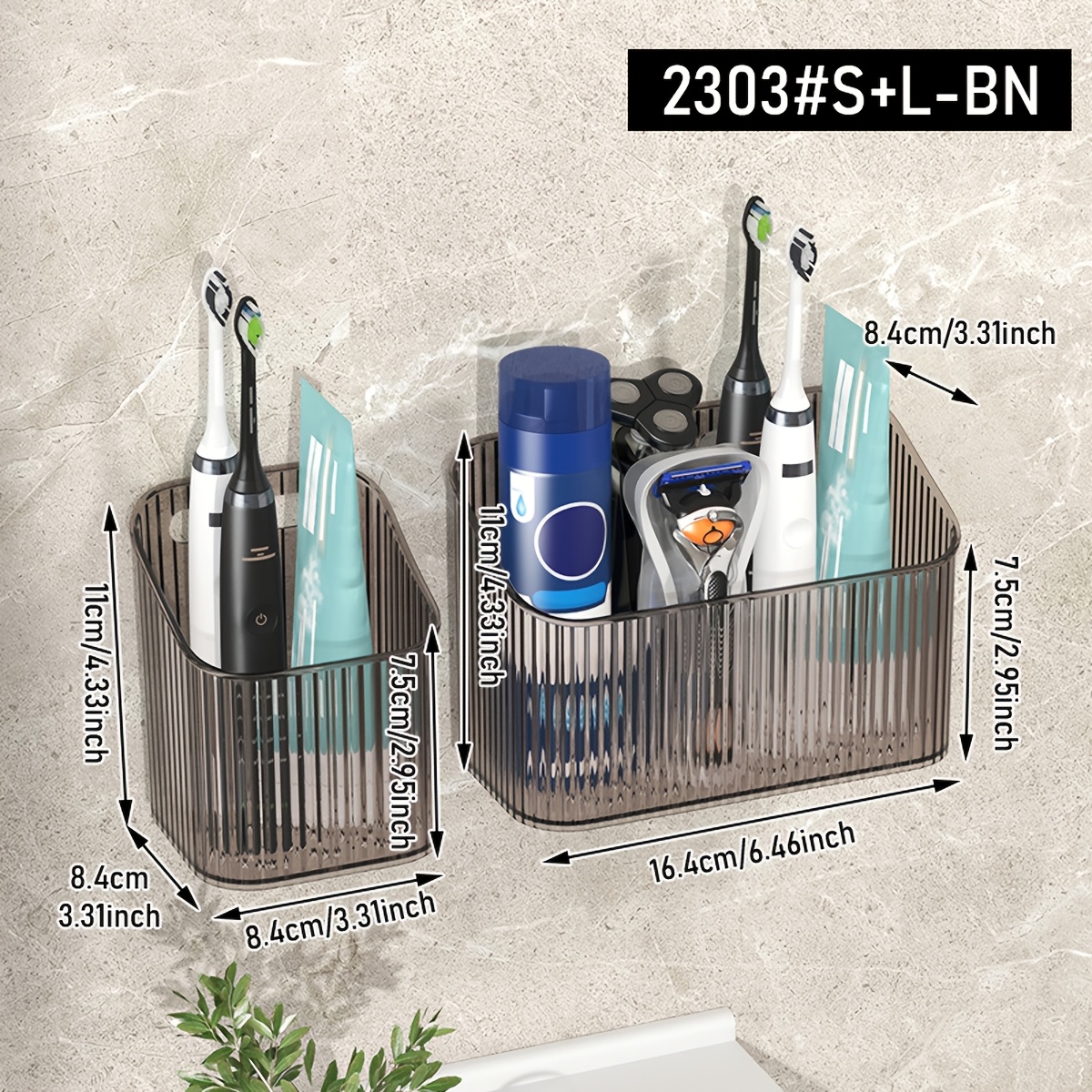 TEMU Wall-mounted Storage Basket For The Bathroom That Drilling – Ideal For Holding Toothbrushes, Toothpaste, Combs, And Other Personal Care Items.