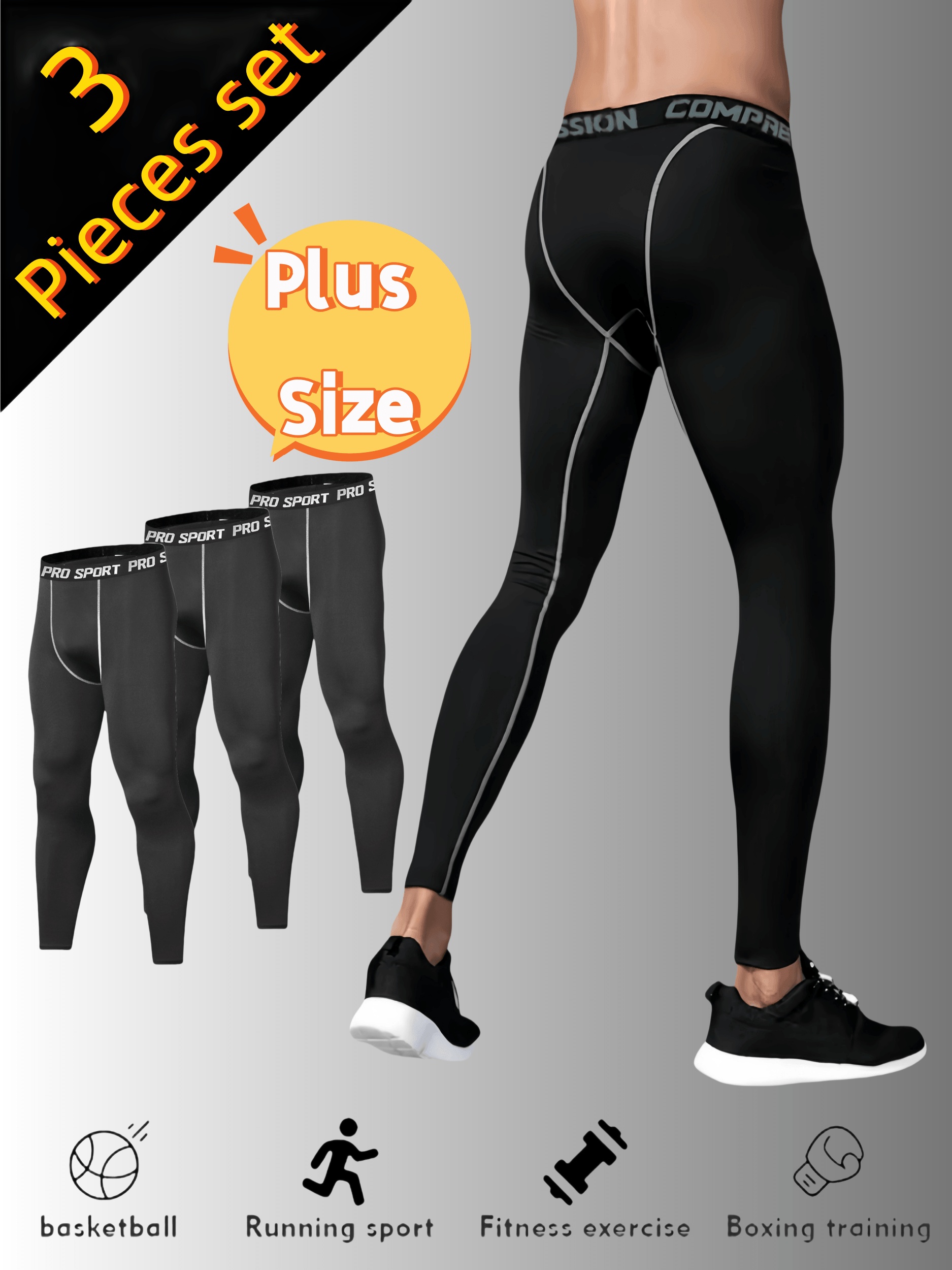 3pcs Plus Size s Tight Compression And Leggings Suitable For