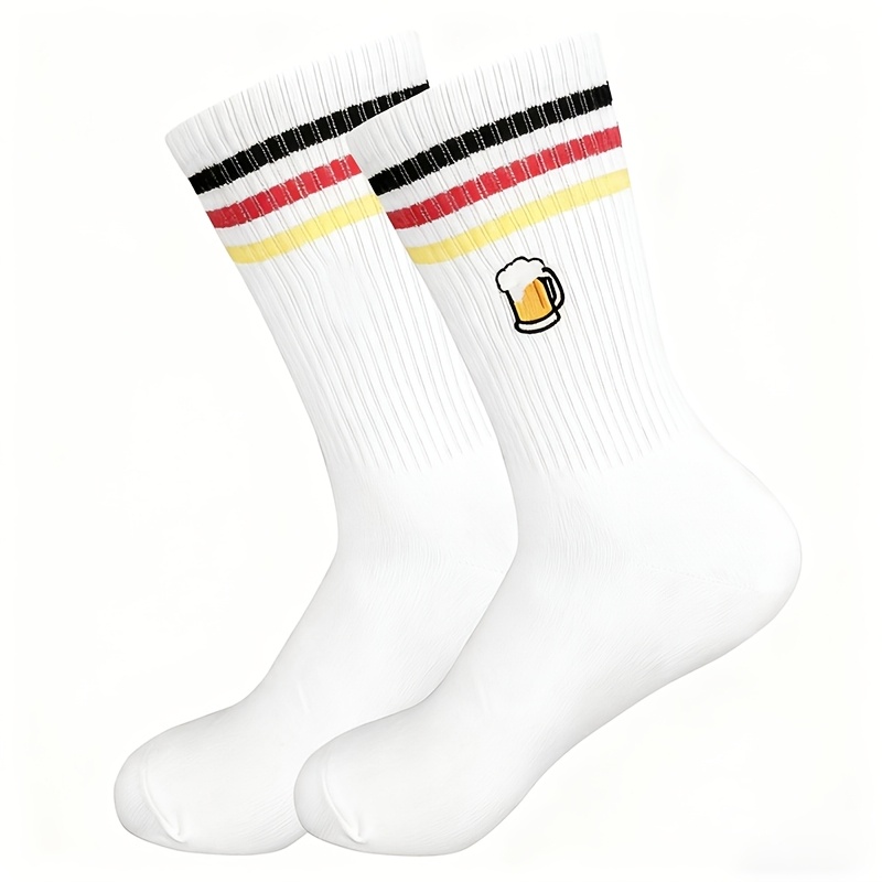 Image of Funny Beer Embroidered Socks, Beer Unisex Socks, Sports Socks, Tennis Socks, Funny Socks For Men And Women, Gift For Birthday New Year