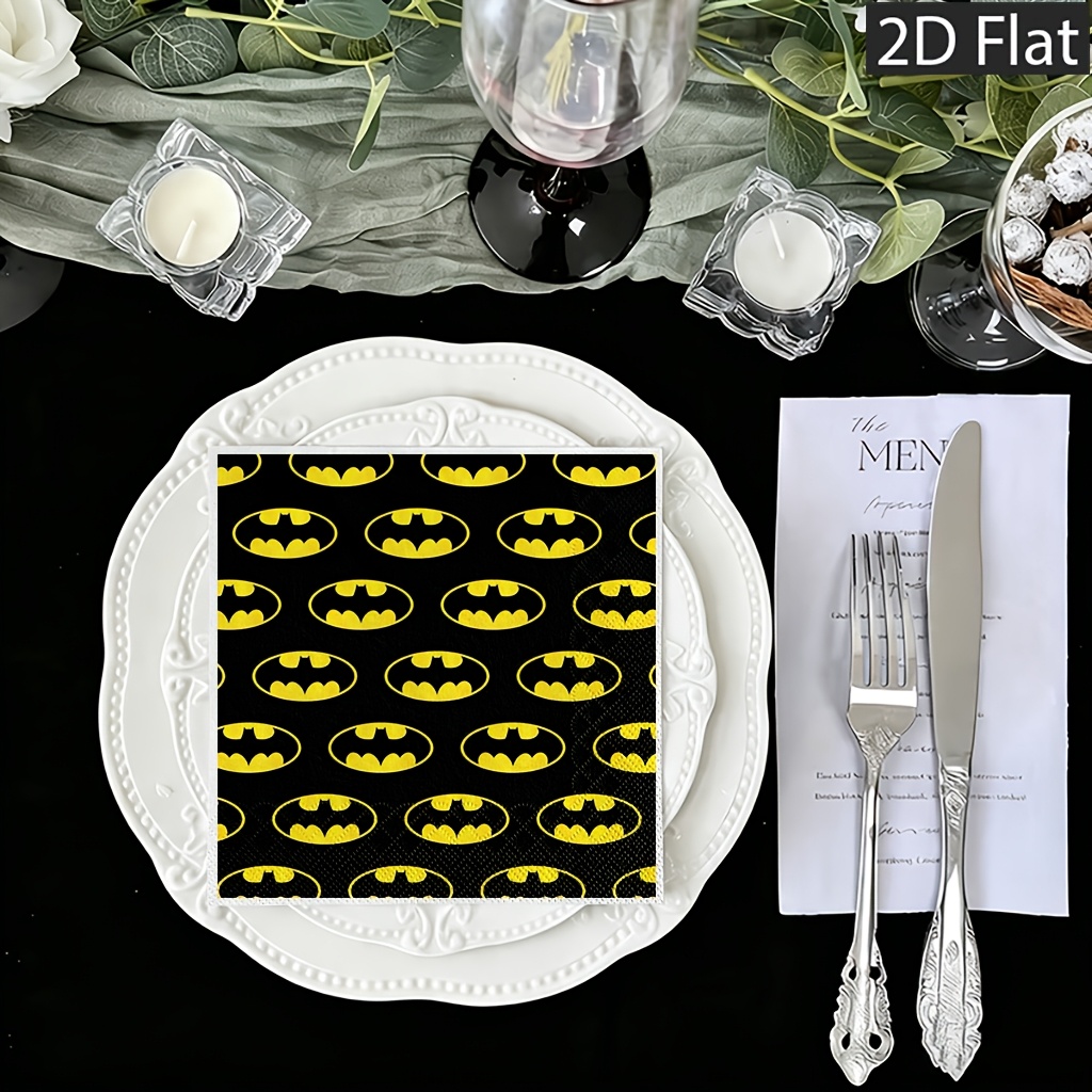 TEMU 2d Flat 20pcs Warner Batman Disposable Paper Napkins, 2-ply For Extra Durability - Weddings, Birthdays & Celebrations,gifts For