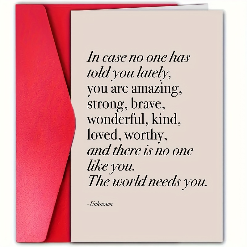 TEMU 4pcs (2 Greeting Cards + 2 Envelopes) Cards Full Of Encouragement, Suitable For Family, , Parents Or Neighbors, Containing English Phrases: '',