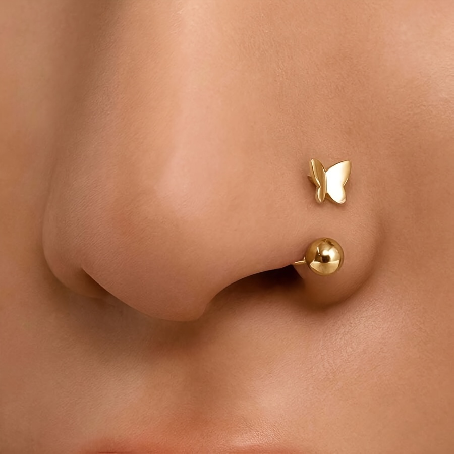 E-shop Minimalistischer Schmetterling U-förmiger Septum, Hypoallergener 316L Edelstahl Lippenring, für Piercing Ohr Nase Hängende Ohrknorpel Muschel