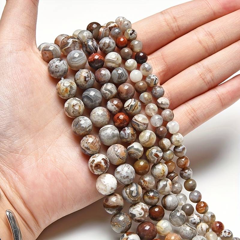 Pretty 18-Inch Natural Multi-Color Agate Gemstone Necklace – 6/8/10mm Round Beads, Ball Chain
