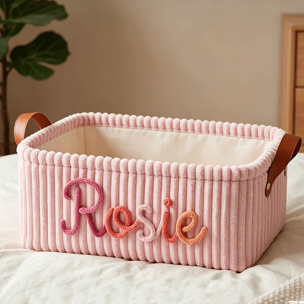 Image of 1pc Custom & Storage Box, Personalized Storage Box , Multiple Colors , With Handle For Portability, Desktop Storage, Clothing Storage, Home Decor, Perfect Gift, Gift For , Holiday Gift For Nursery