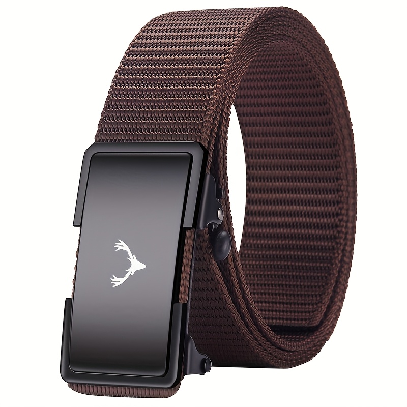 Men's Canvas Deer Head Pattern Belt Automatic Buckle Business Style