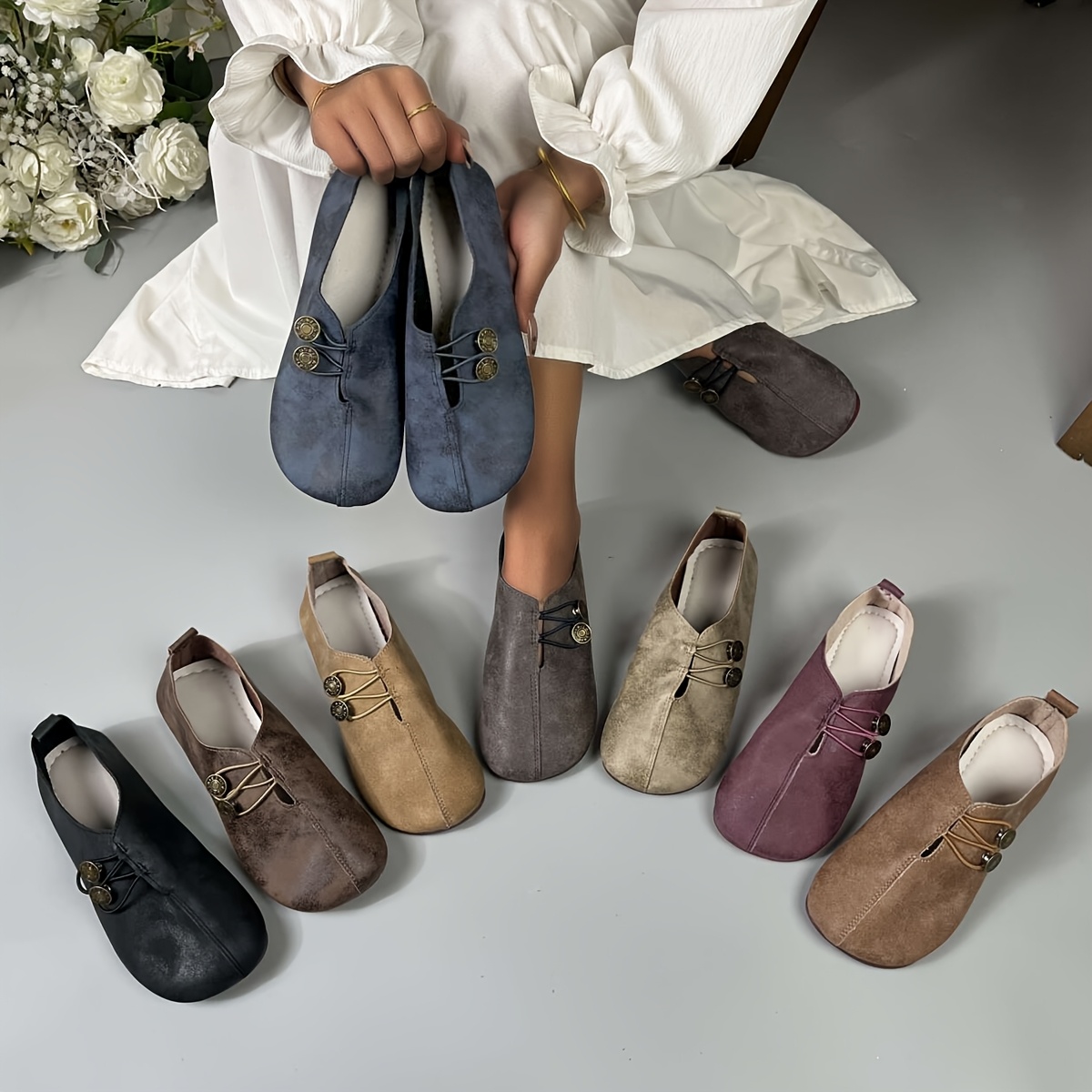 

Chaussures Décontractées À Bout Rond Et Semelle Souple Pour Femmes Avec Décoration De Boucle