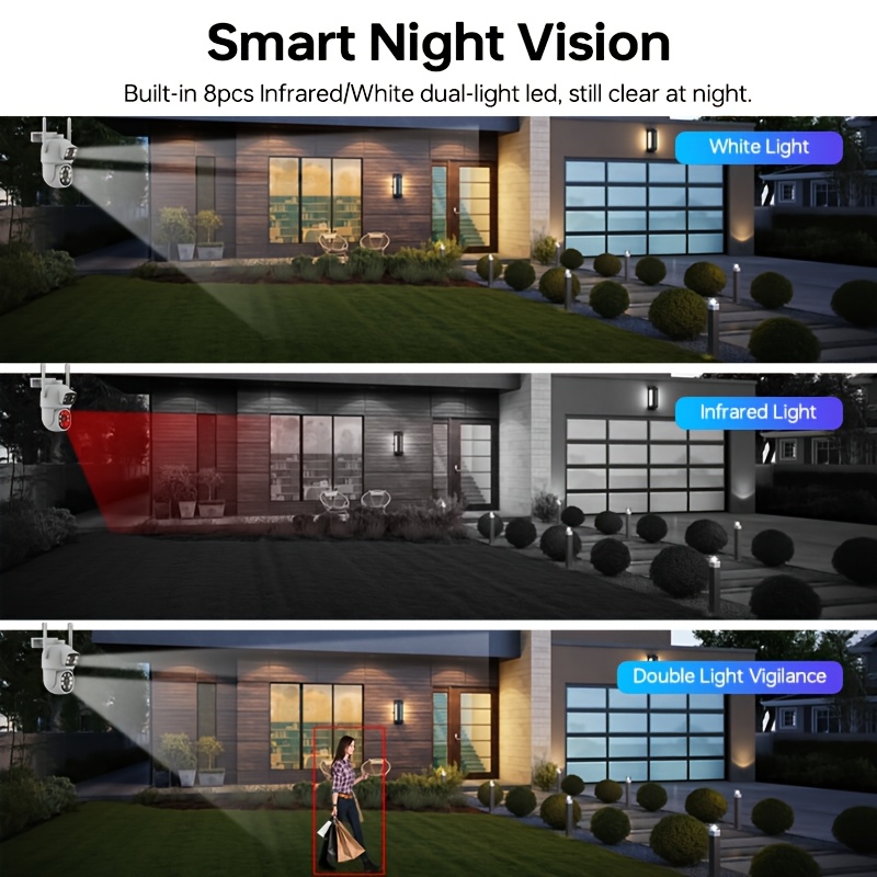 dual lens security camera outdoor 2 4g 5g wifi home surveillance camera 355 panoramic view ptz cctv camera motion detection two way audio night vision sd cloud storage requires payment eseecloud app details 6