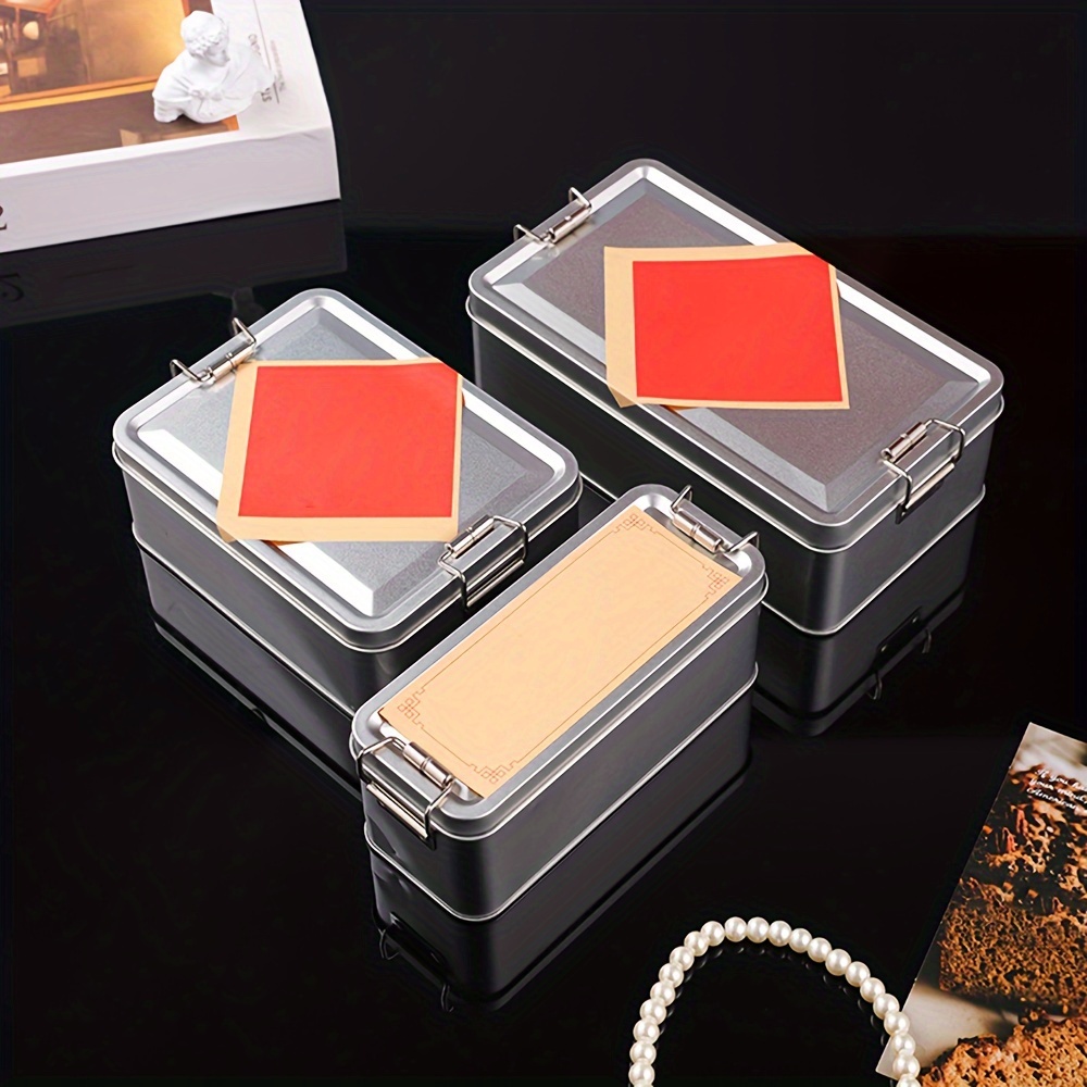 

1pc Vintage Rectangular Metal Tin Box, Shortcake Packaging Empty Case With Lid, Elegant Wedding Favors Candy Box, Retro Style, Durable Gift Container