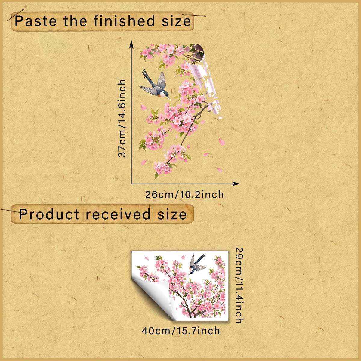 E-shop Sakura Ast, Vogel, Blütenblatt Fensterdeko, Kreative Selbstklebende Entfernbare Doppelseitige PVC Glasfolie, Geeignet zur Veredelung und