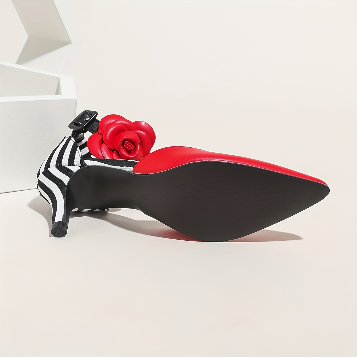 Women'S Elegant Color Block High Heels - Pointed Toe French Heel Pumps with Ankle Strap, PU Cover & Rubber Sole for Formal & Casual Wear, All-Season Comfort, High Heel Boots, Stylish Office Shoes, Polished Finish Shoes