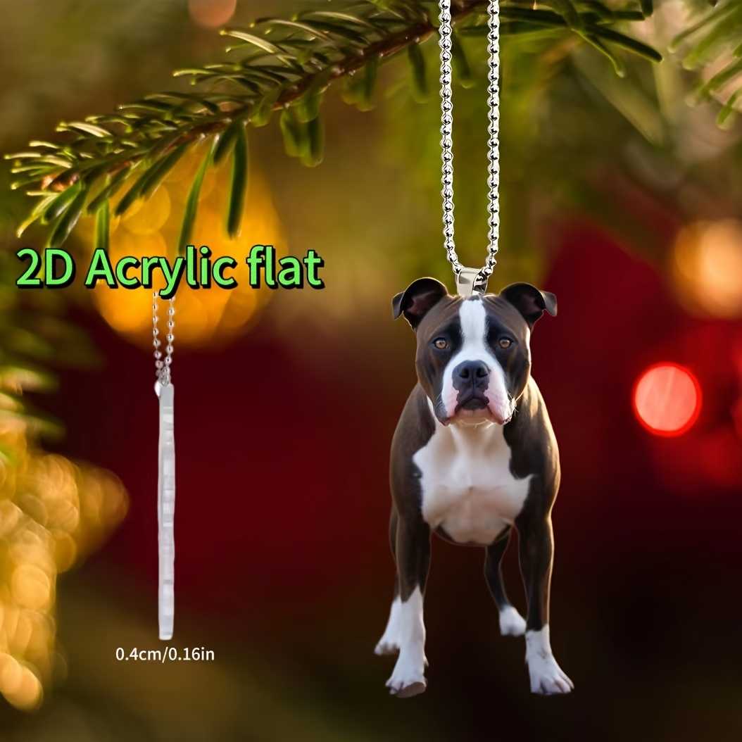 

1pc 2d Acrylic Cartoon Bulldog, Animal Model Statue Car Interior Decoration, Black And White Bully Keychain Car Rearview Mirror Pendant, Bag Pendant Small Gift