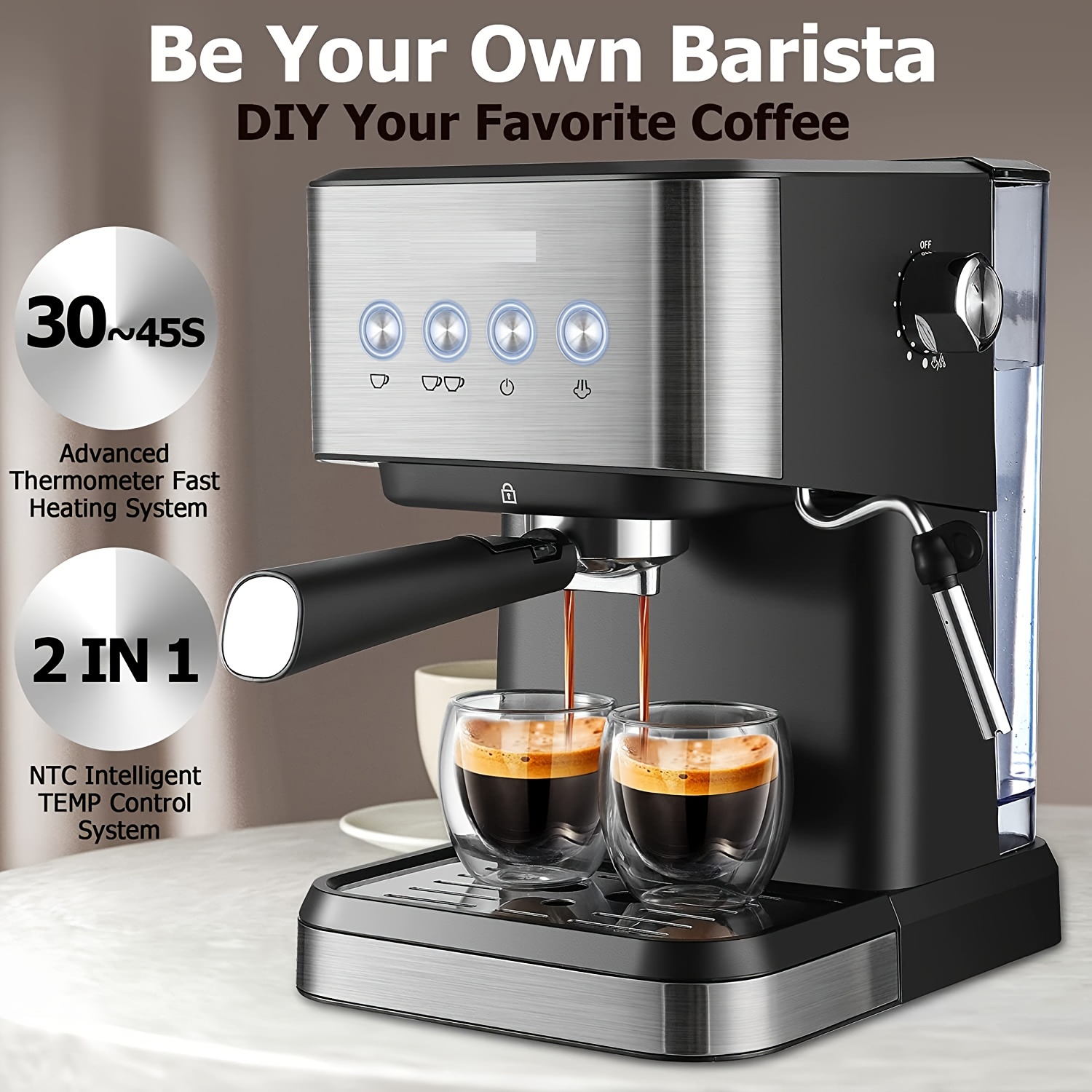 TEMU Italian Automatic Semi-automatic Smart Home High-efficiency Office Essential Concentrated Milk Frother For Small Coffee Machine
