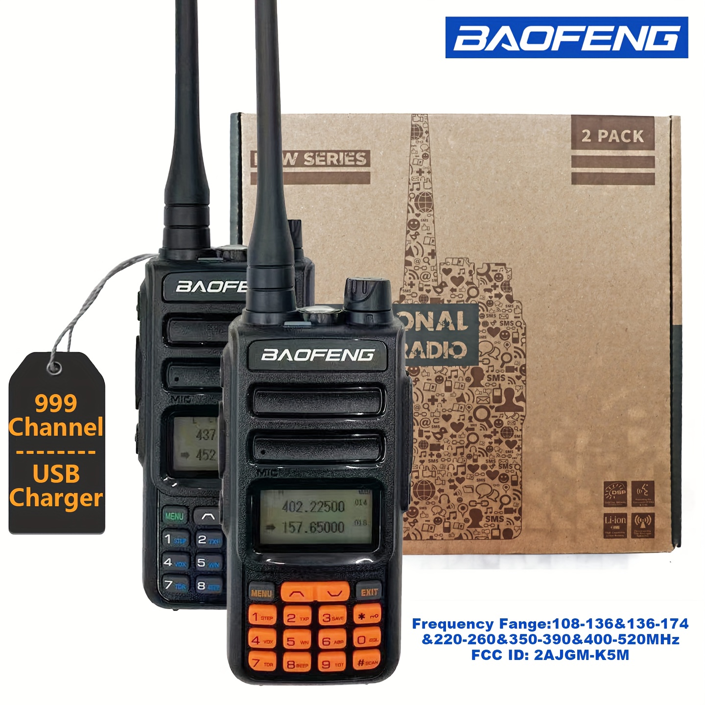 1/2pcs Baofeng 5 Watt Walkie Talkie Dual Band Radio Amateur Portable 2 Way Radio, Long Range Uhf Vhf