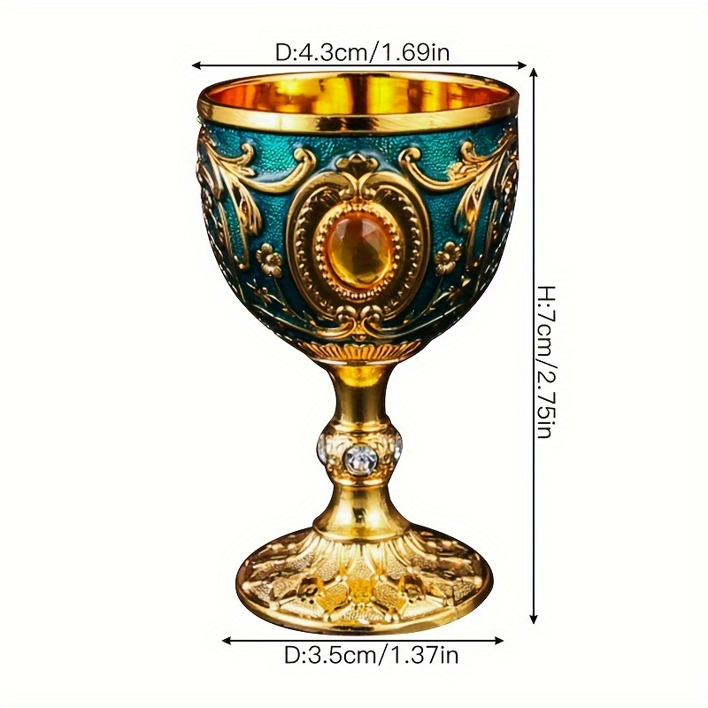 1pc chalice goblet vintage metal wine glass stemmed champagne cup embossed goblet for bar pub club restaurant use home decor room decor summer drinkware accessories details 2