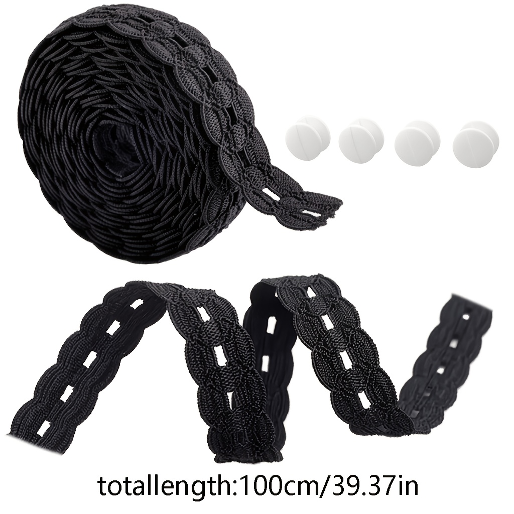 TEMU 5pcs Set: 1 Belt + 4 Buttons, Exquisite Lace-trimmed Waistband, Suitable For T-shirts, Dresses, And Shirts; Invisible Button Extender Adjusts
