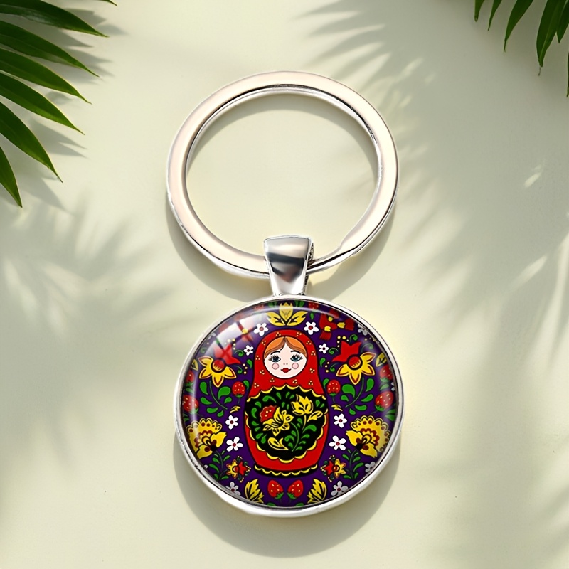 Fashionable Nesting Doll Illustration Keychain For Men, Stylish Accessory, Keyring Gift