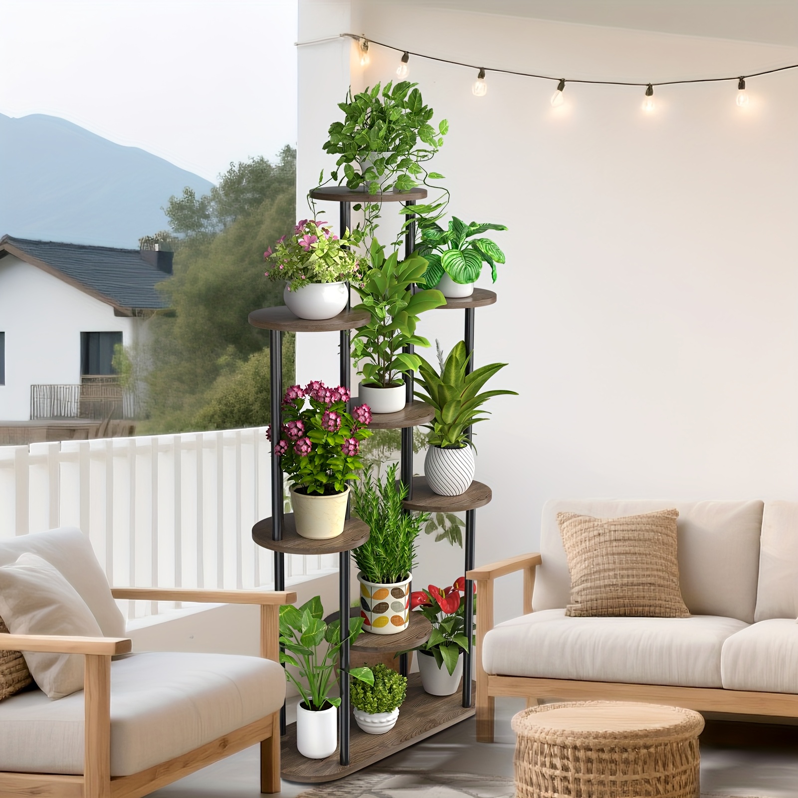 E-shop 10-stöckiger Pflanzenständer, geeignet für Zimmerpflanzen, Blumenregale und Pflanzenregale. Geeignet für Gärten und Wohnzimmer. Verfügt über