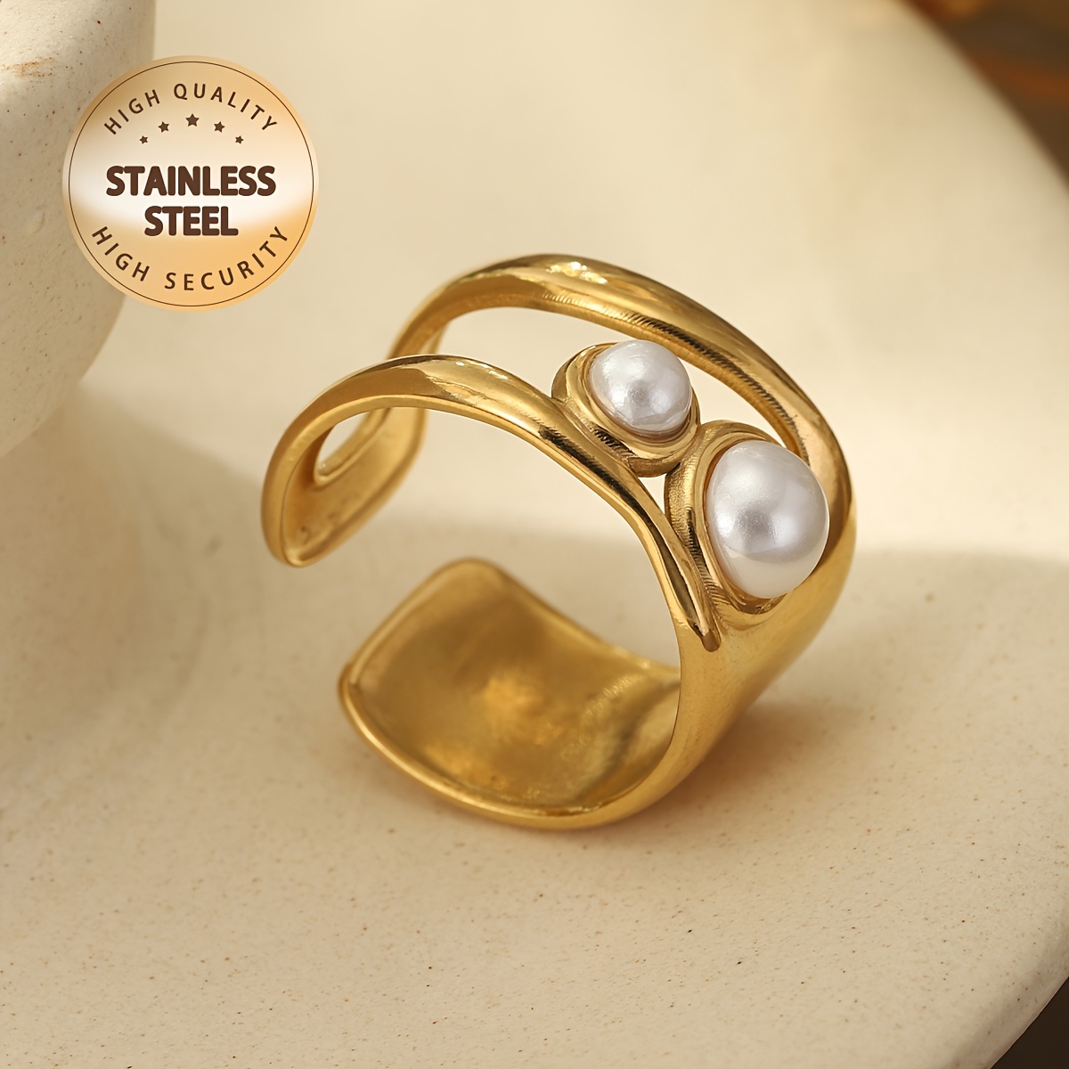 טבעת נירוסטה מתכווננת בגוון זהוב לנשימים אפקטיבית למד עם שלישית למסני חיקוי, מתנות - מושלמת רב-תכליתית|טבעת נוסח וינטג'|גימור יוקרתי