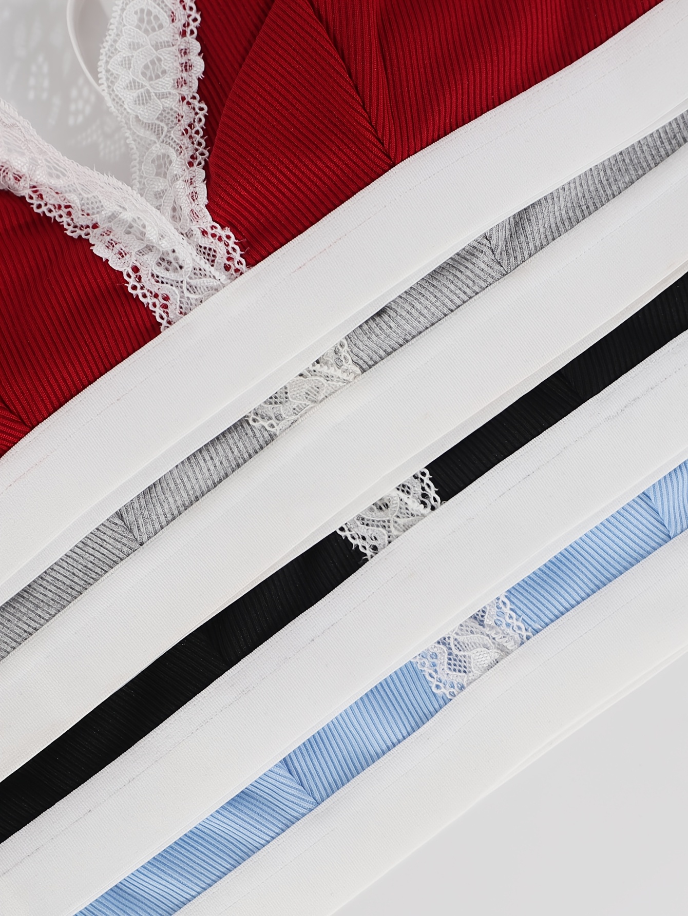 16-delige Sexy Deep-V Elegante Kanten Dames BH Set Verstelbare Bandjes, Zacht en Comfortabel, Ademend Lichtgewicht Materiaal BH en Slips in Effen Kleuren, Huidvriendelijk en Nauwsluitend Perfect voor Casual Dagelijks Gebruik